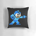 8-bit Mega Man pixel art design on a plush, soft pillow