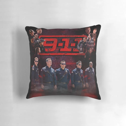9-1-1 TV show cast characters on a purple and red haze pillow
