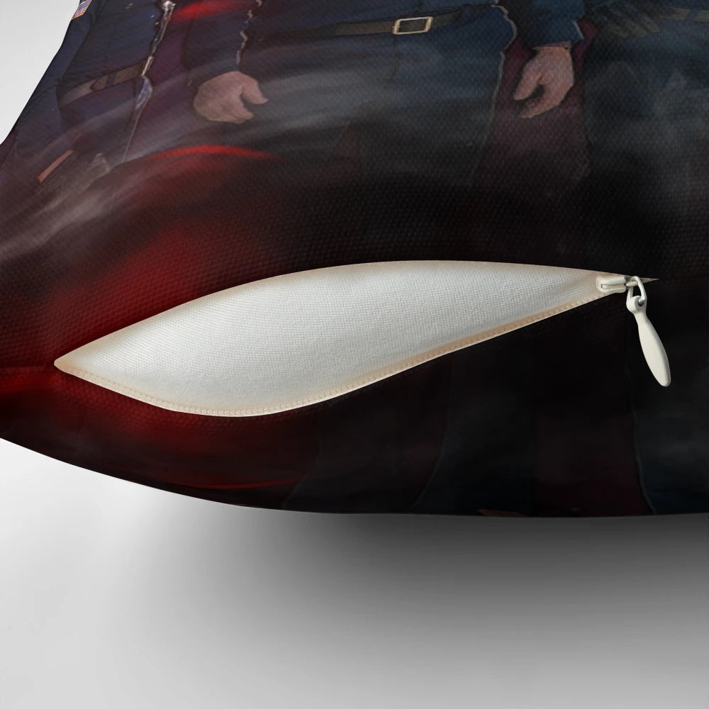 9-1-1 TV show cast characters on a purple and red haze pillow