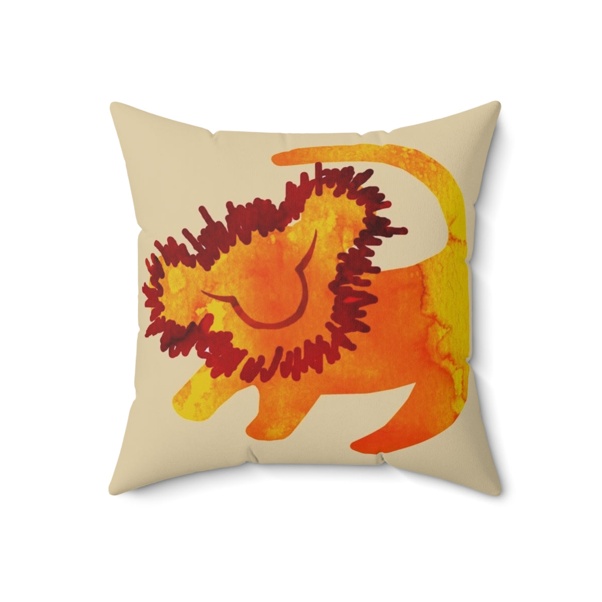 Watercolor illustration of Simba the lion from The Lion King, printed on a soft, comfortable pillow.