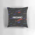 Colorful 90s-inspired JDM seat pattern pillow with logos for popular JDM cars like Toyota AE86, Mazda RX7, and Corolla