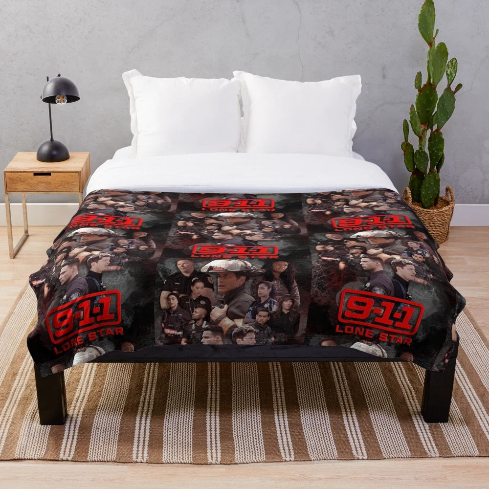 911 Lone Star Inspired Plush Blanket with Characters