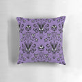 999 Happy Haunts Pillow featuring a haunted mansion with creepy eyes and grim grinning ghosts