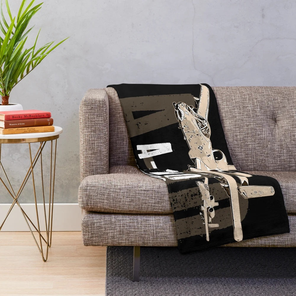 A-10 Warthog inspired plush blanket with US Air Force Thunderbolt aircraft design