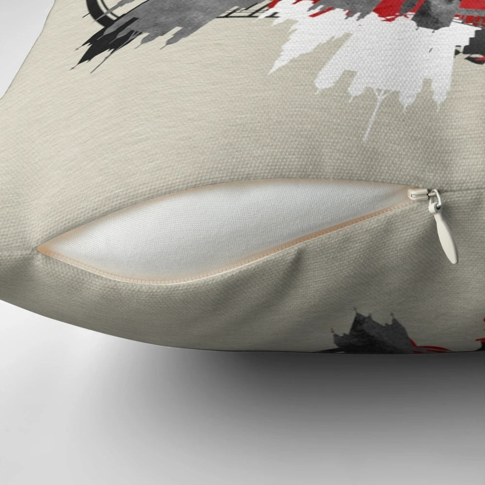 Pillow featuring a watercolor typography design of the quote "As travars. For those who dream of stranger worlds." from the fantasy book "A Darker Shade of Magic