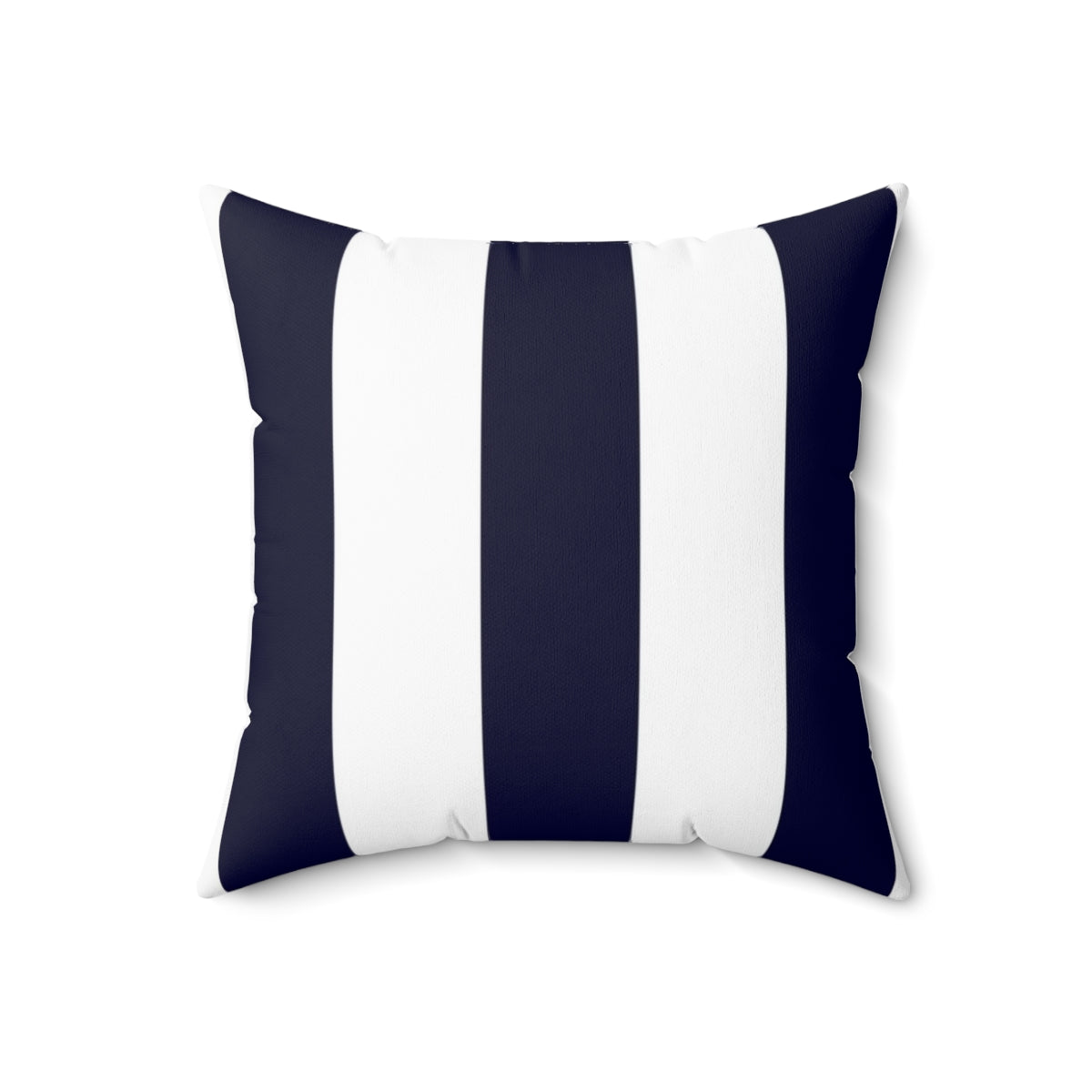 Navy blue and white striped coastal accent pillow