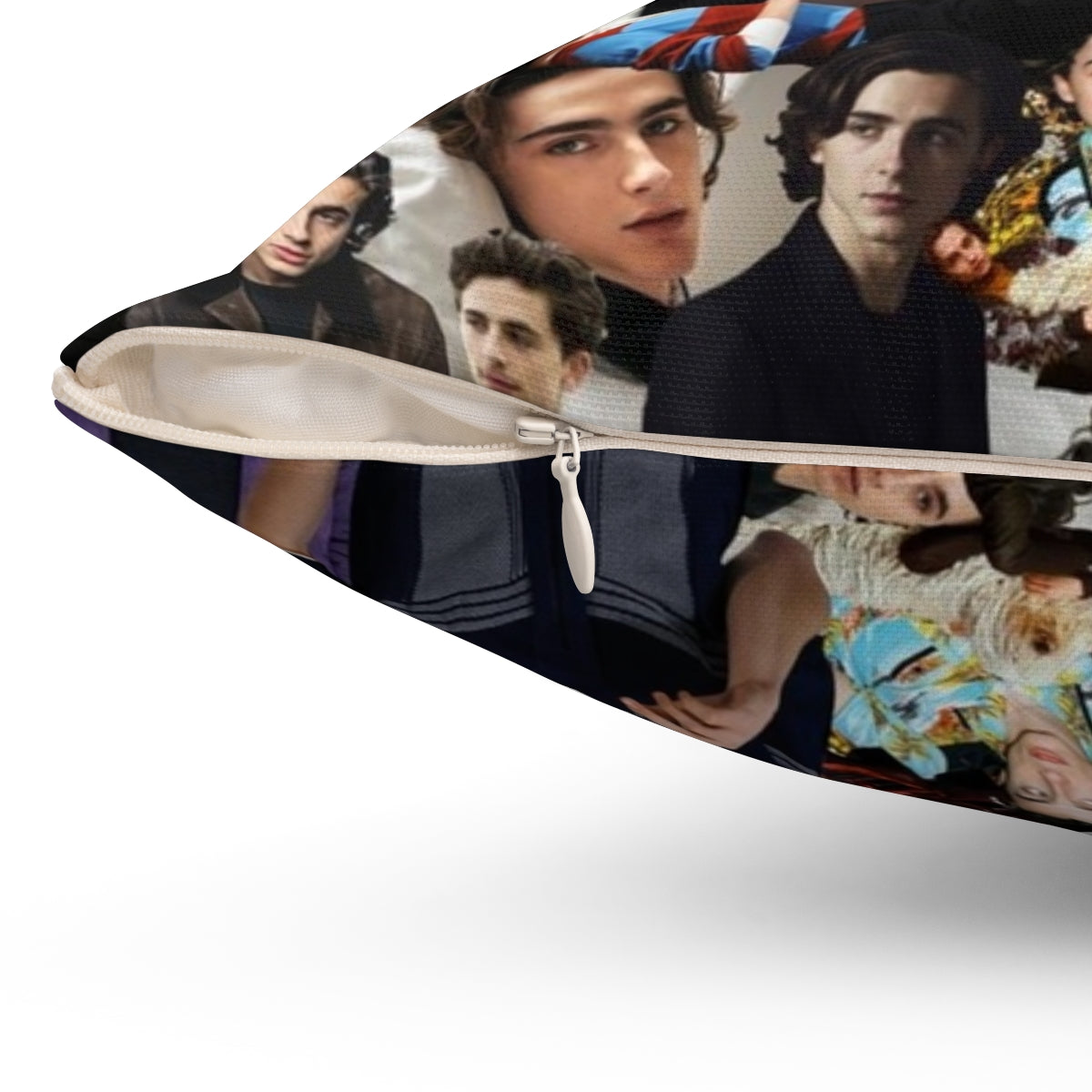 Timothee Chalamet inspired throw pillow with collage design - Detail