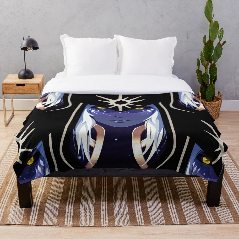Aaravos plush blanket with fantasy elf design