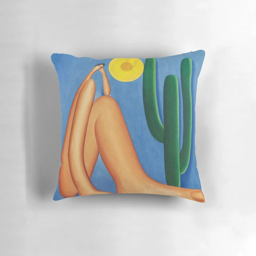 Abaporu Exhibition Poster Pillow featuring the iconic modernist painting by Brazilian artist Tarsila do Amaral