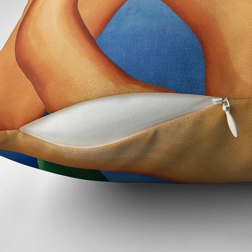 Abaporu Exhibition Poster Pillow featuring the iconic modernist painting by Brazilian artist Tarsila do Amaral