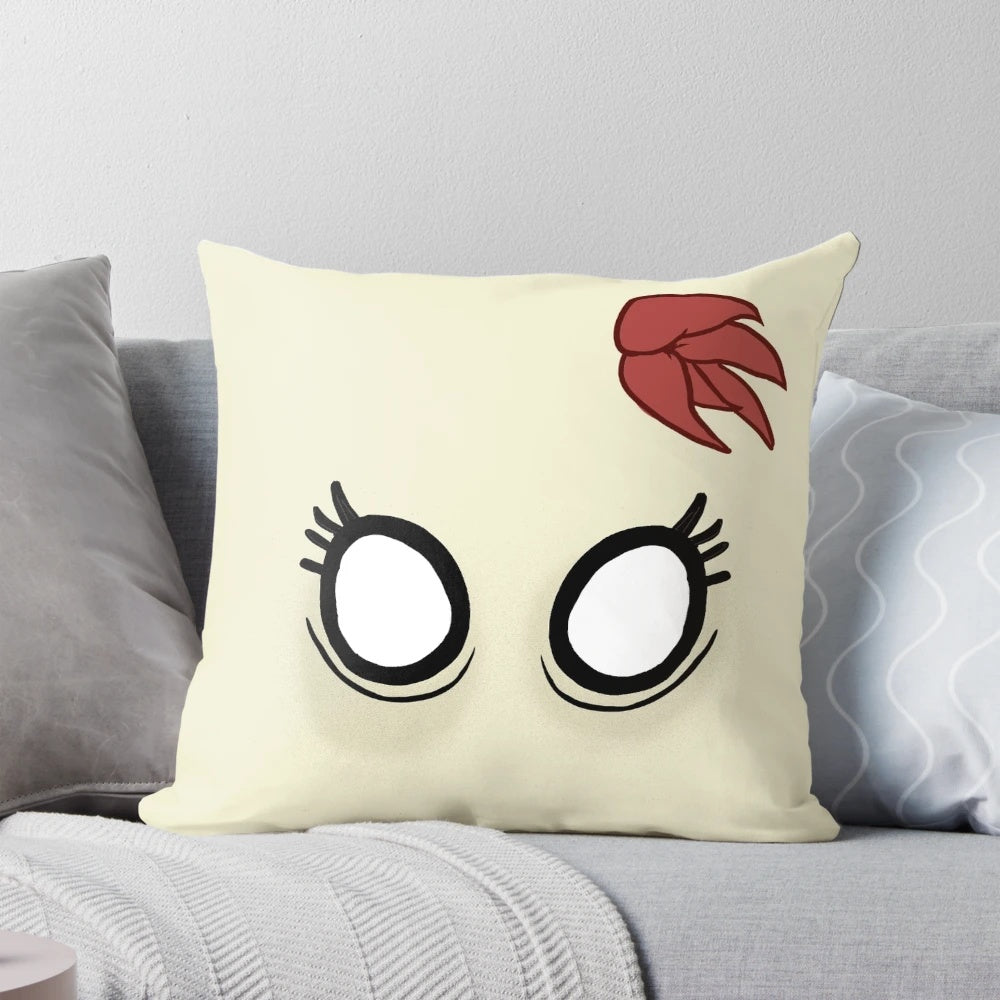 A cozy and charming pillow featuring the character Abigail from the video game Don't Starve.