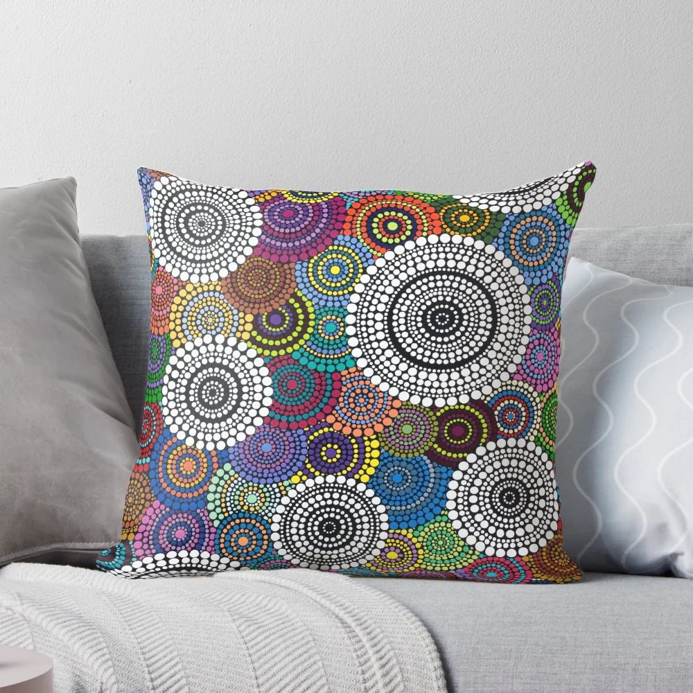 One Mob Pillow featuring contemporary aboriginal art design