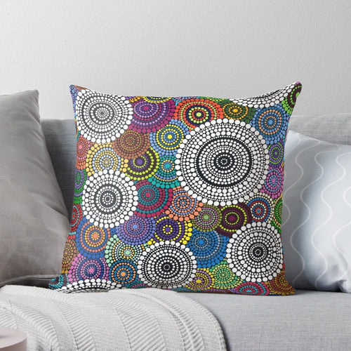 One Mob Pillow featuring contemporary aboriginal art design