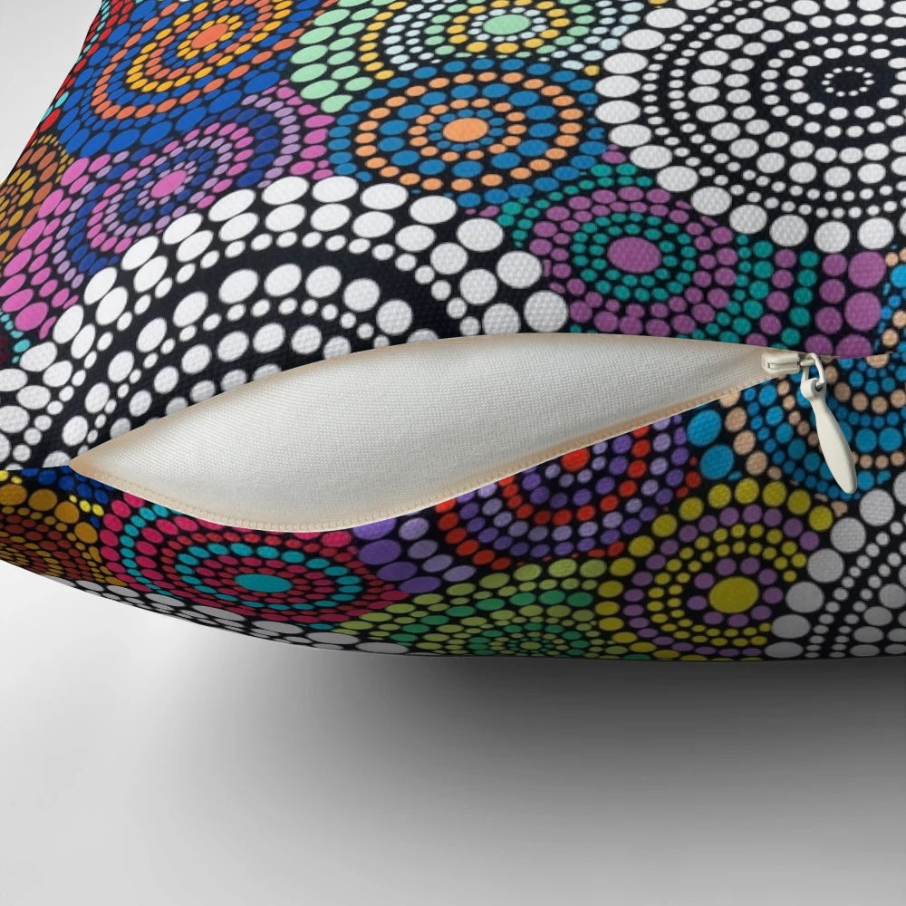 One Mob Pillow featuring contemporary aboriginal art design