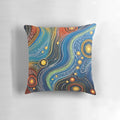 Aboriginal Australian art deep sea plants pillow with dot patterns and warm colors