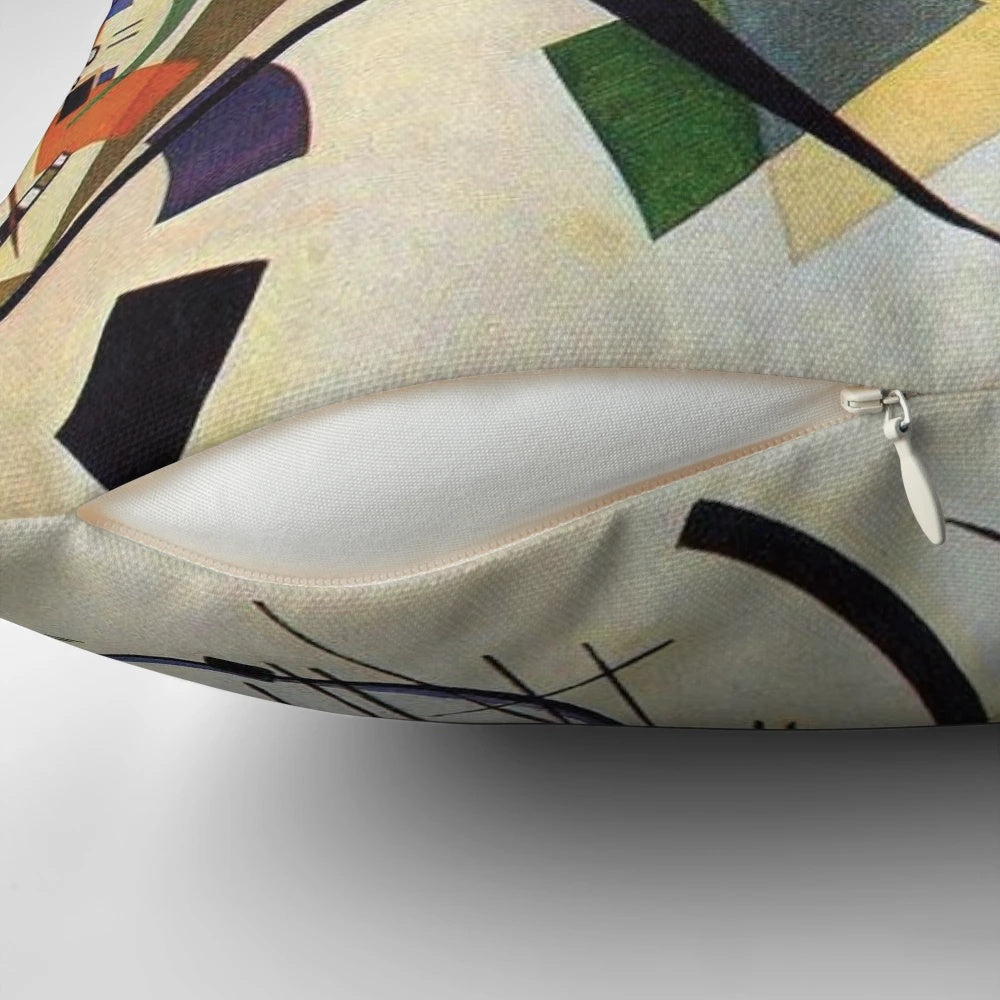 A high-quality pillow featuring Wassily Kandinsky's abstract painting "Transverse Lines" (1923)