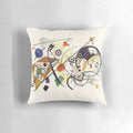Decorative pillow featuring abstract art with intersecting lines inspired by the Bauhaus artist Wassily Kandinsky