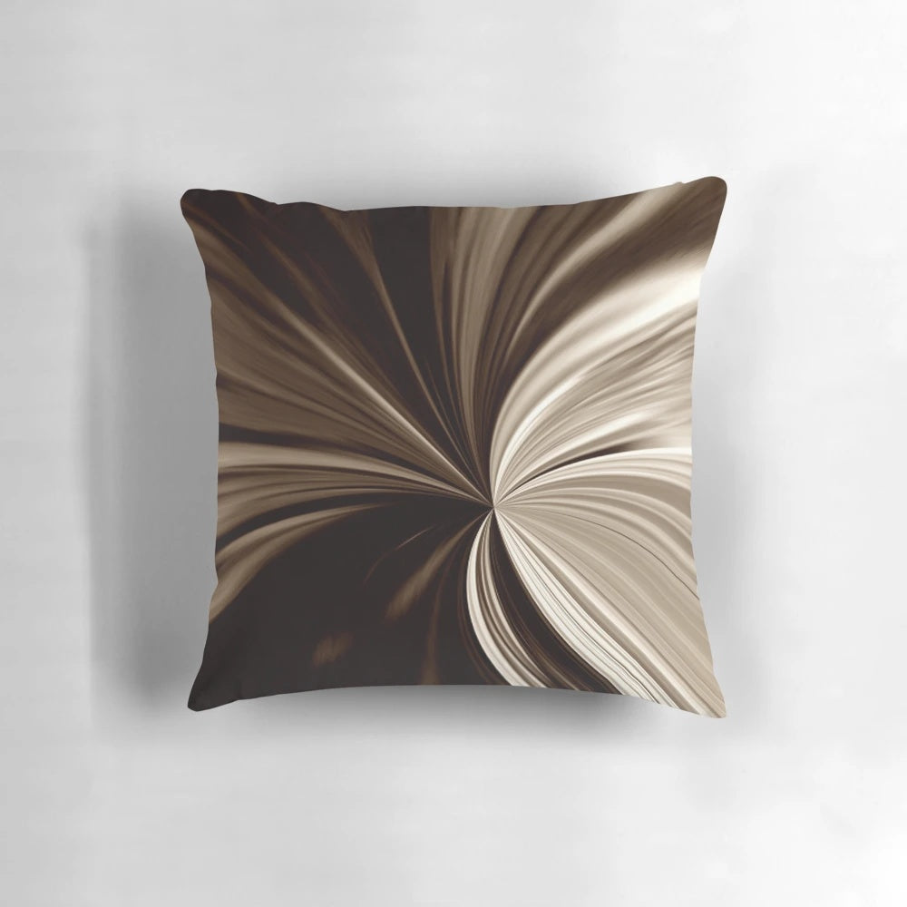 Abstract chocolate swirl print on a plush accent pillow for modern home decor