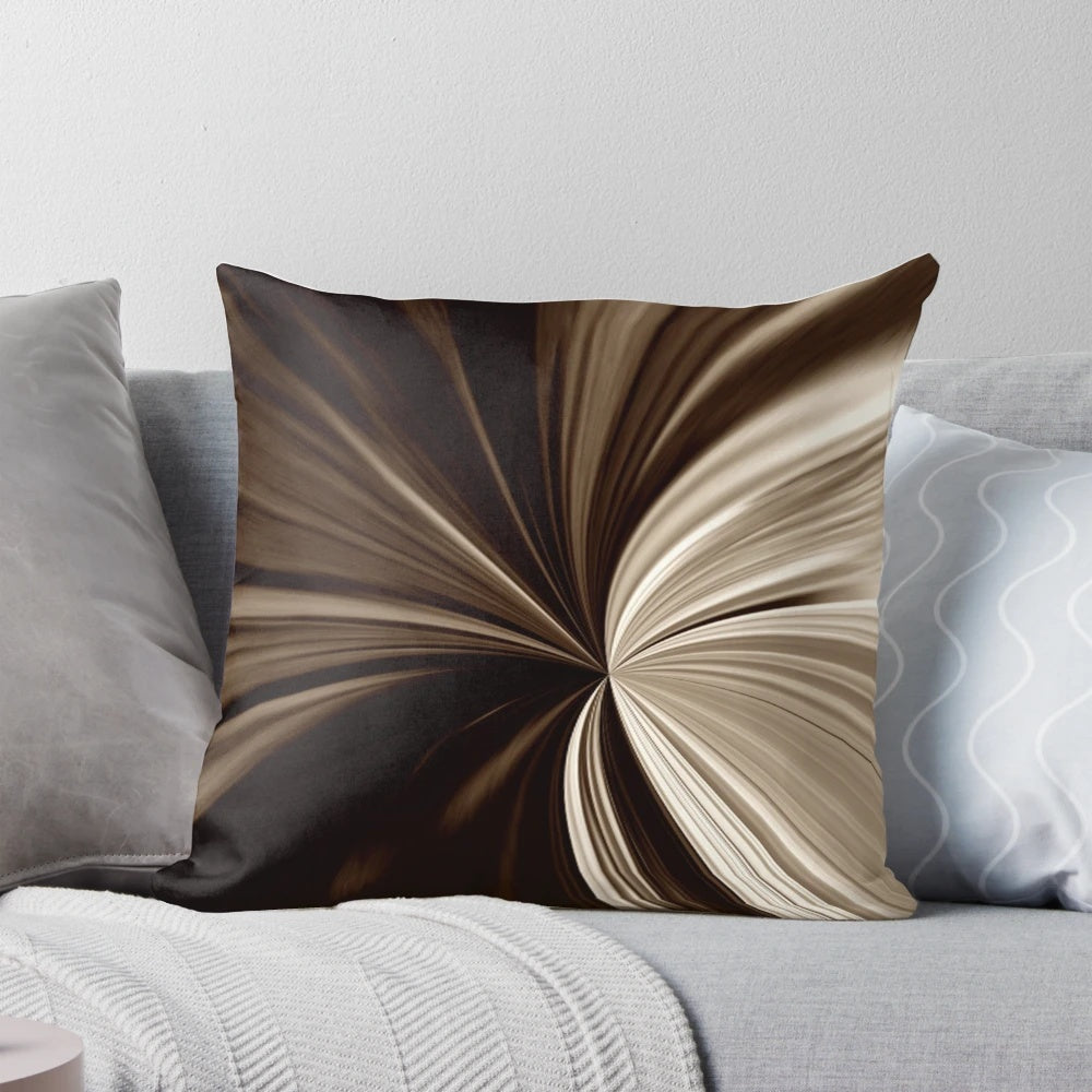 Abstract chocolate swirl print on a plush accent pillow for modern home decor
