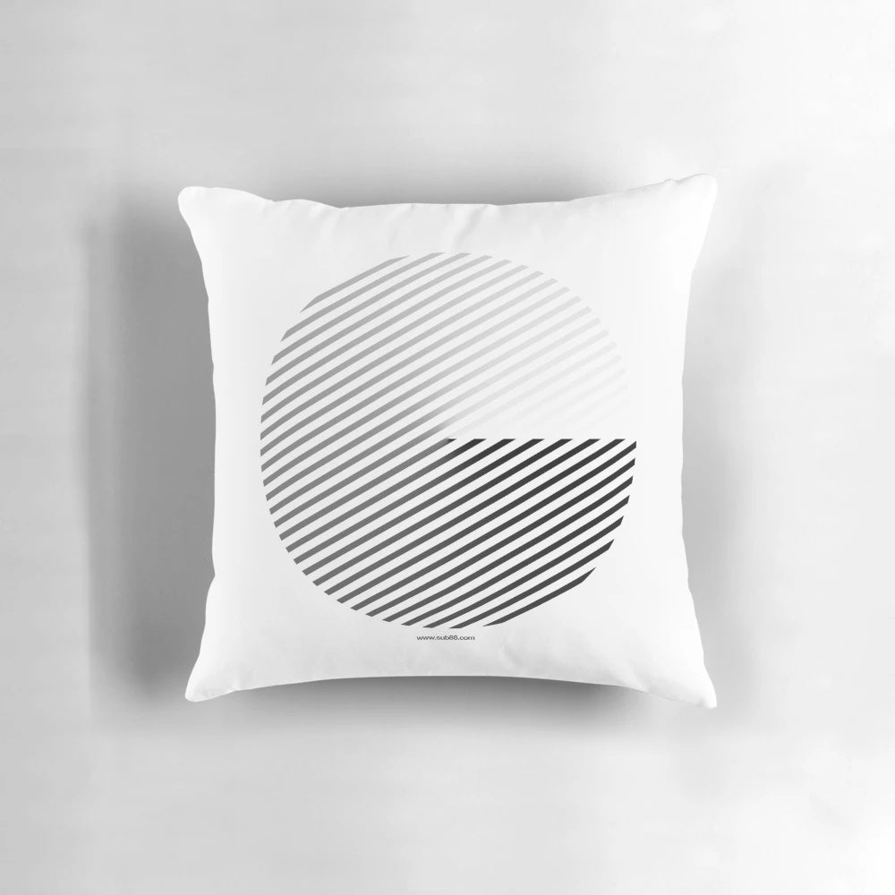 A stylish, minimalist pillow featuring abstract circular stripes in a modern, Scandinavian-inspired design.