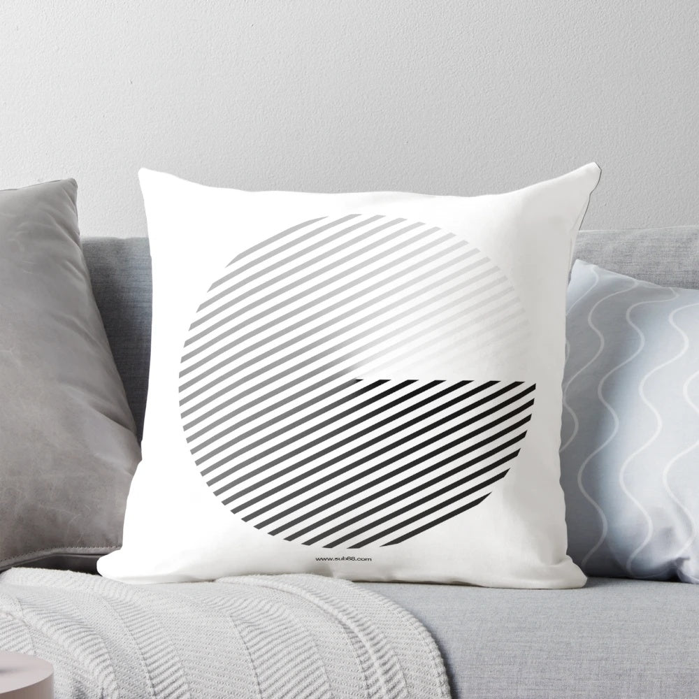 A stylish, minimalist pillow featuring abstract circular stripes in a modern, Scandinavian-inspired design.