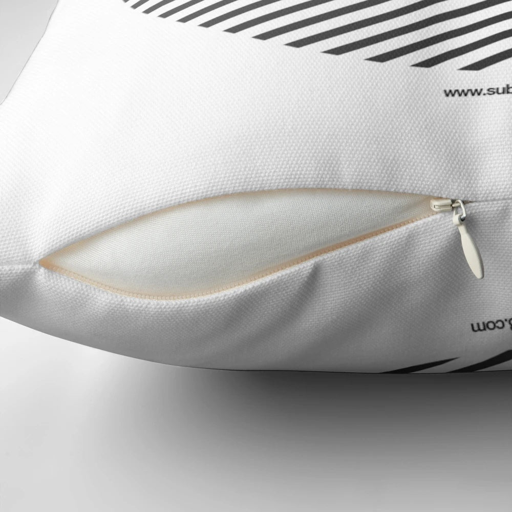 A stylish, minimalist pillow featuring abstract circular stripes in a modern, Scandinavian-inspired design.
