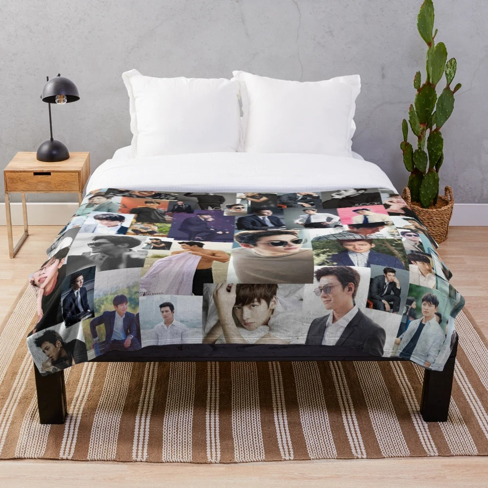 Ji Chang Wook Abstract Collage Plush Blanket