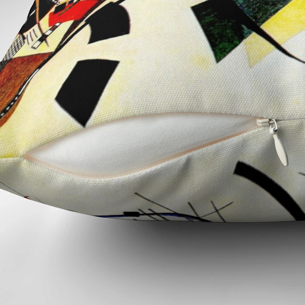 Vibrant abstract cubism pillow with Wassily Kandinsky's "Transverse Line" artwork