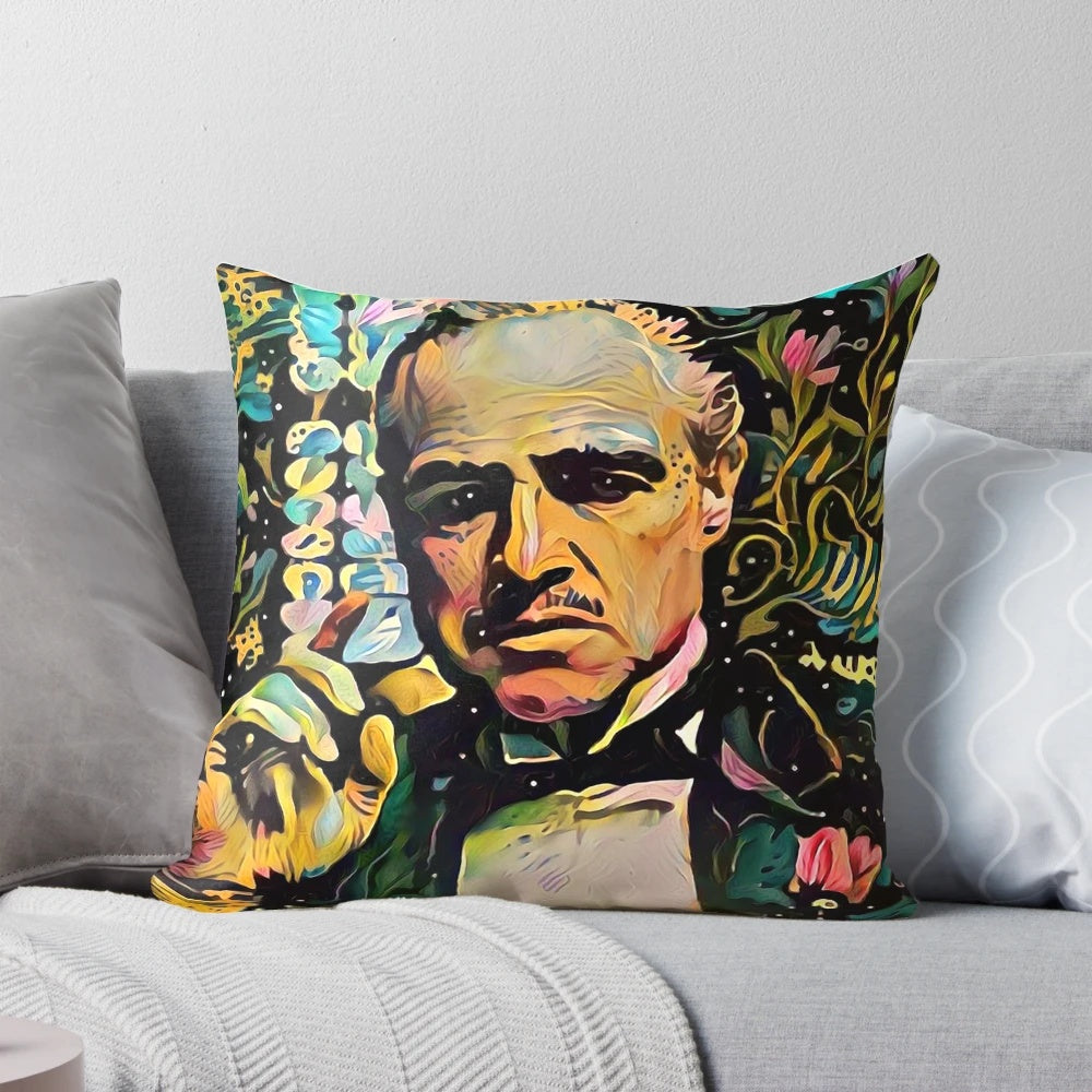 Artistic abstract design Godfather-themed throw pillow