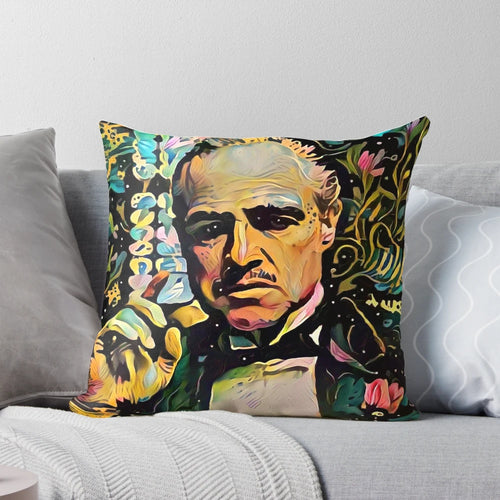 Artistic abstract design Godfather-themed throw pillow