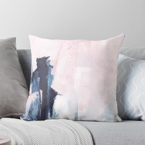 "Abstract navy blue and pink painting set - modern triptych wall art for living room"