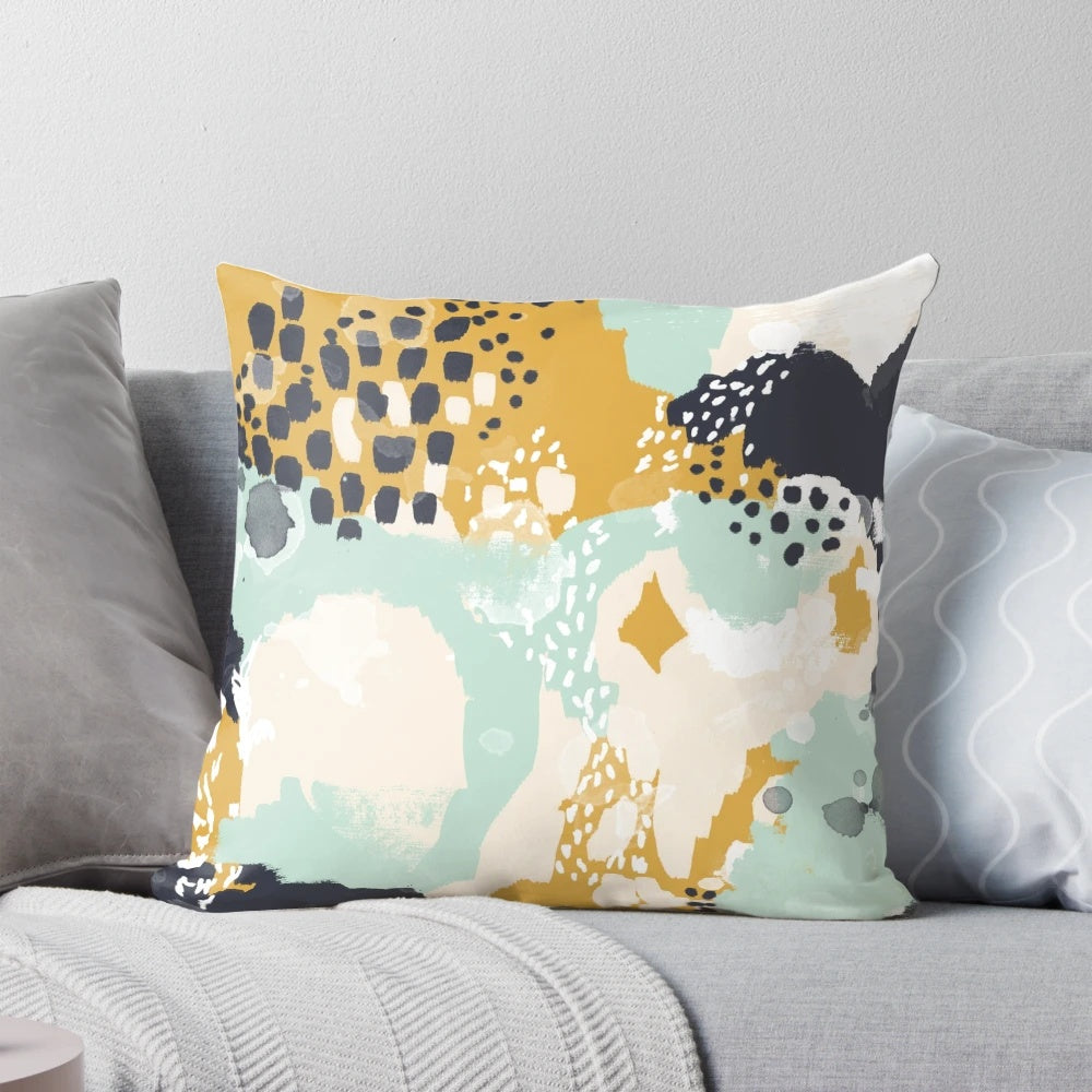 Modern abstract painting in bold, fresh colors for Tinsley Pillow