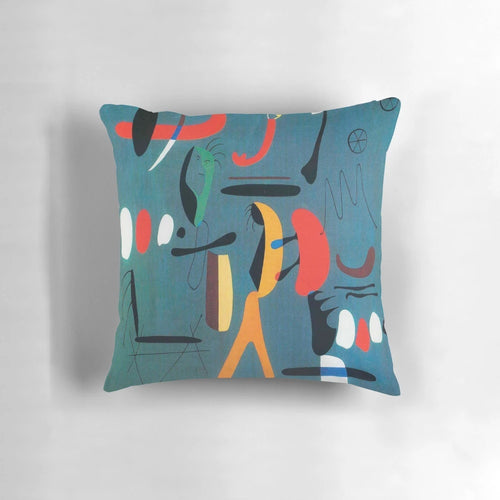 Vibrant abstract painting-inspired pillow featuring bold colors and shapes