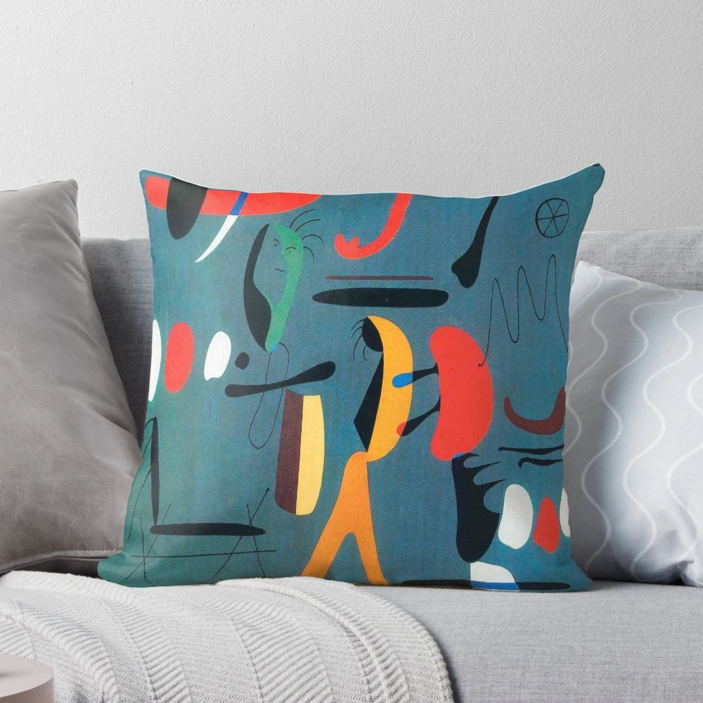 Vibrant abstract painting-inspired pillow featuring bold colors and shapes