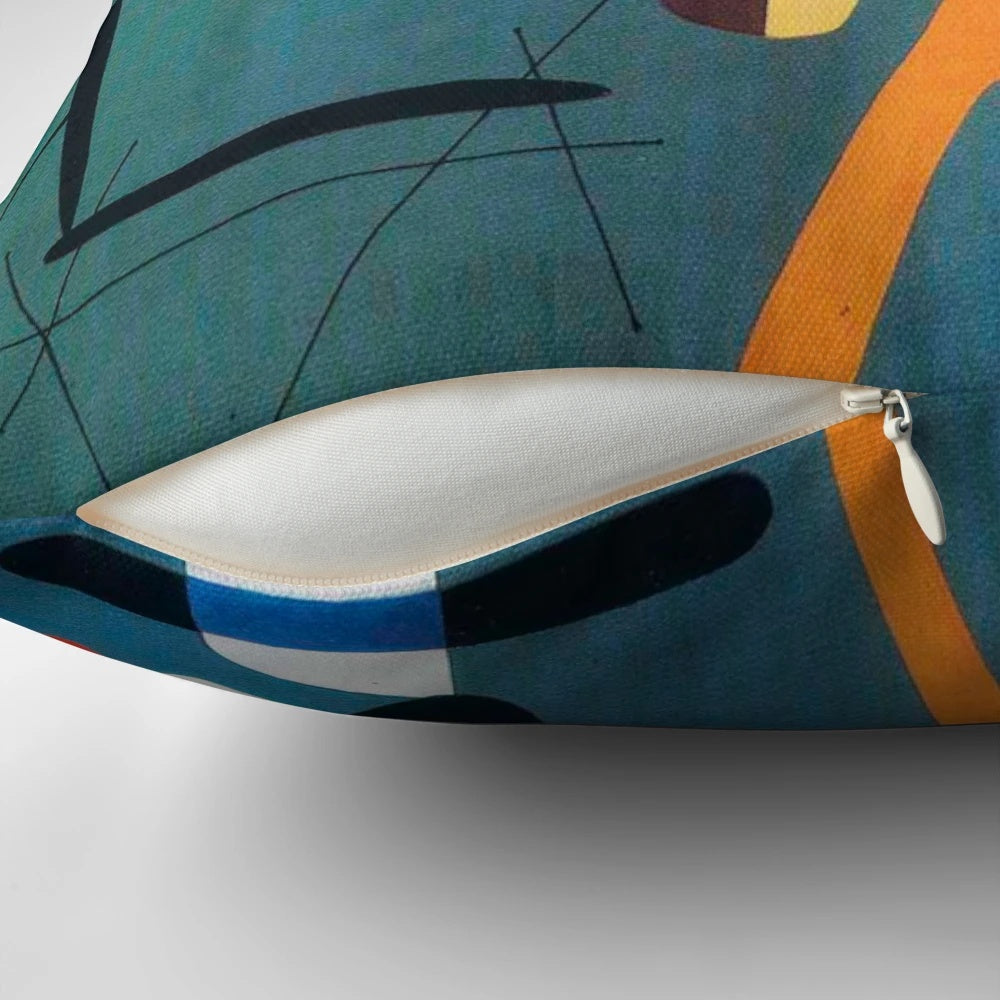 Vibrant abstract painting-inspired pillow featuring bold colors and shapes