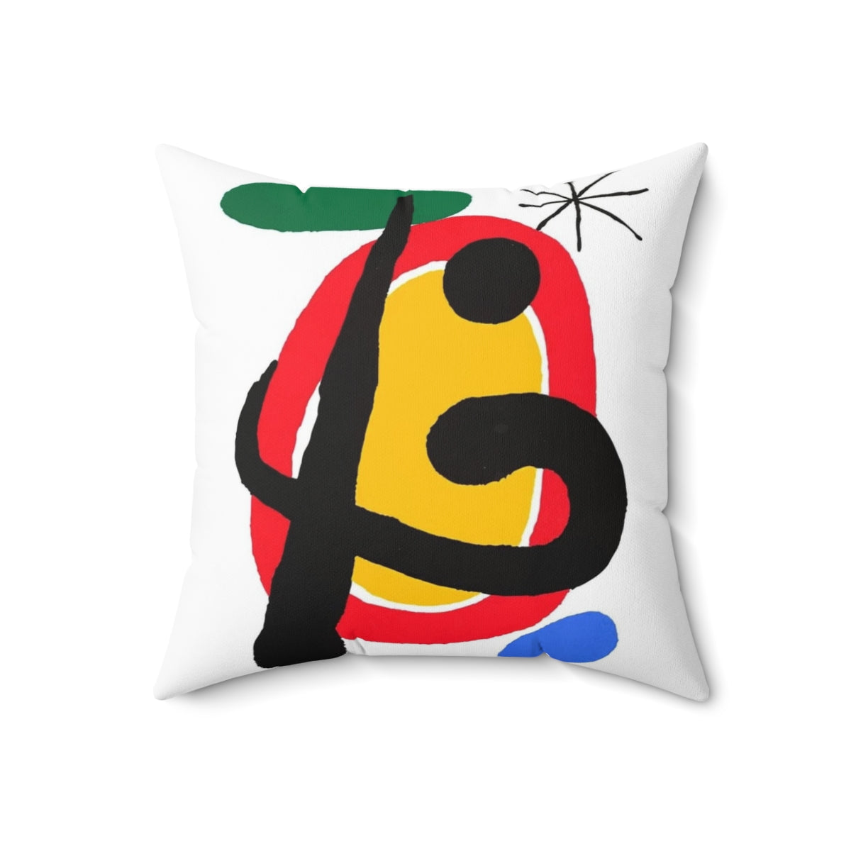 Pillow with abstract black and white geometric lines, inspired by the iconic art of Joan Miró. - Back