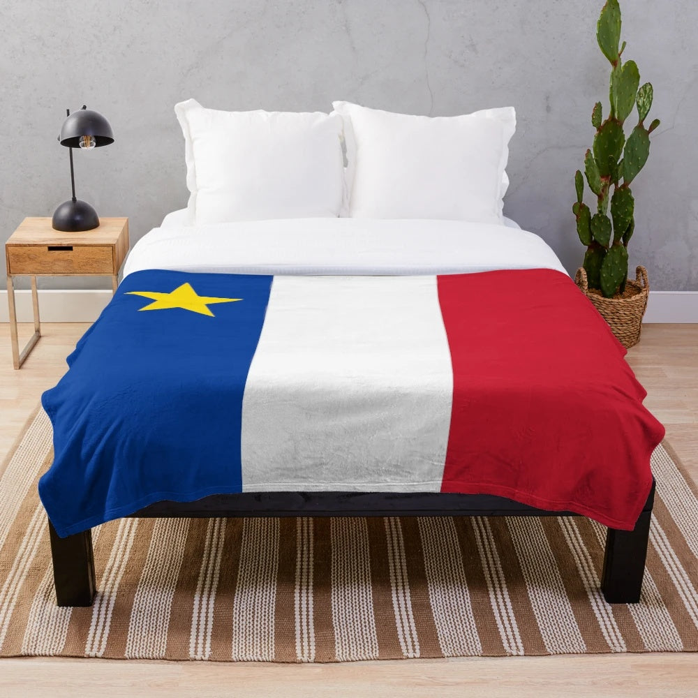 Acadian Flag Inspired Plush Blanket