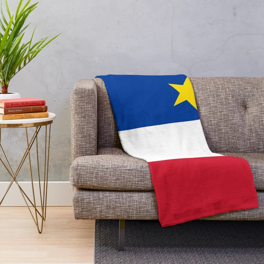 Acadian Flag Inspired Plush Blanket