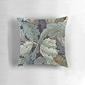 Acanthus blue patterned pillow with floral and leaf design inspired by the artwork of William Morris