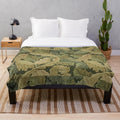 Acanthus patterned plush blanket with floral design inspired by William Morris