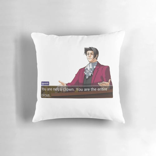 "Miles Edgeworth plush pillow from the Ace Attorney video game series"