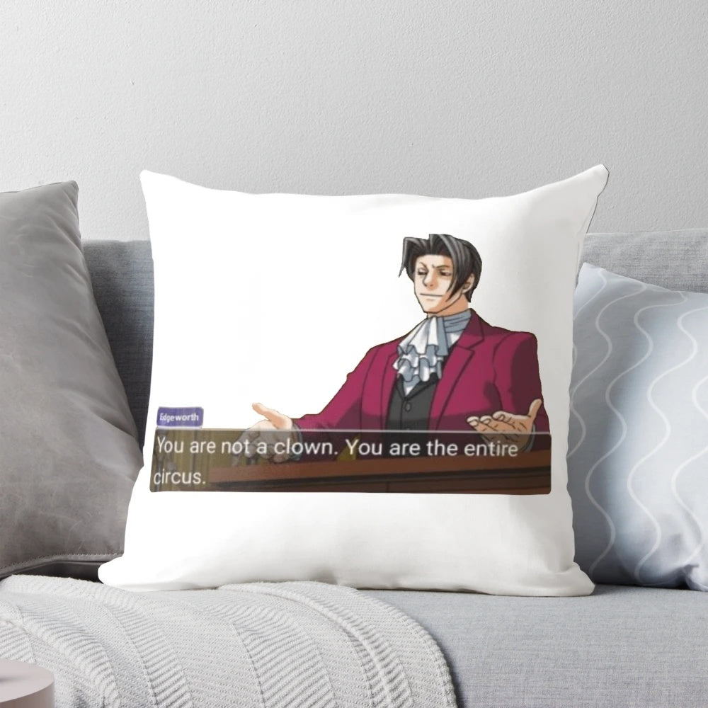 "Miles Edgeworth plush pillow from the Ace Attorney video game series"