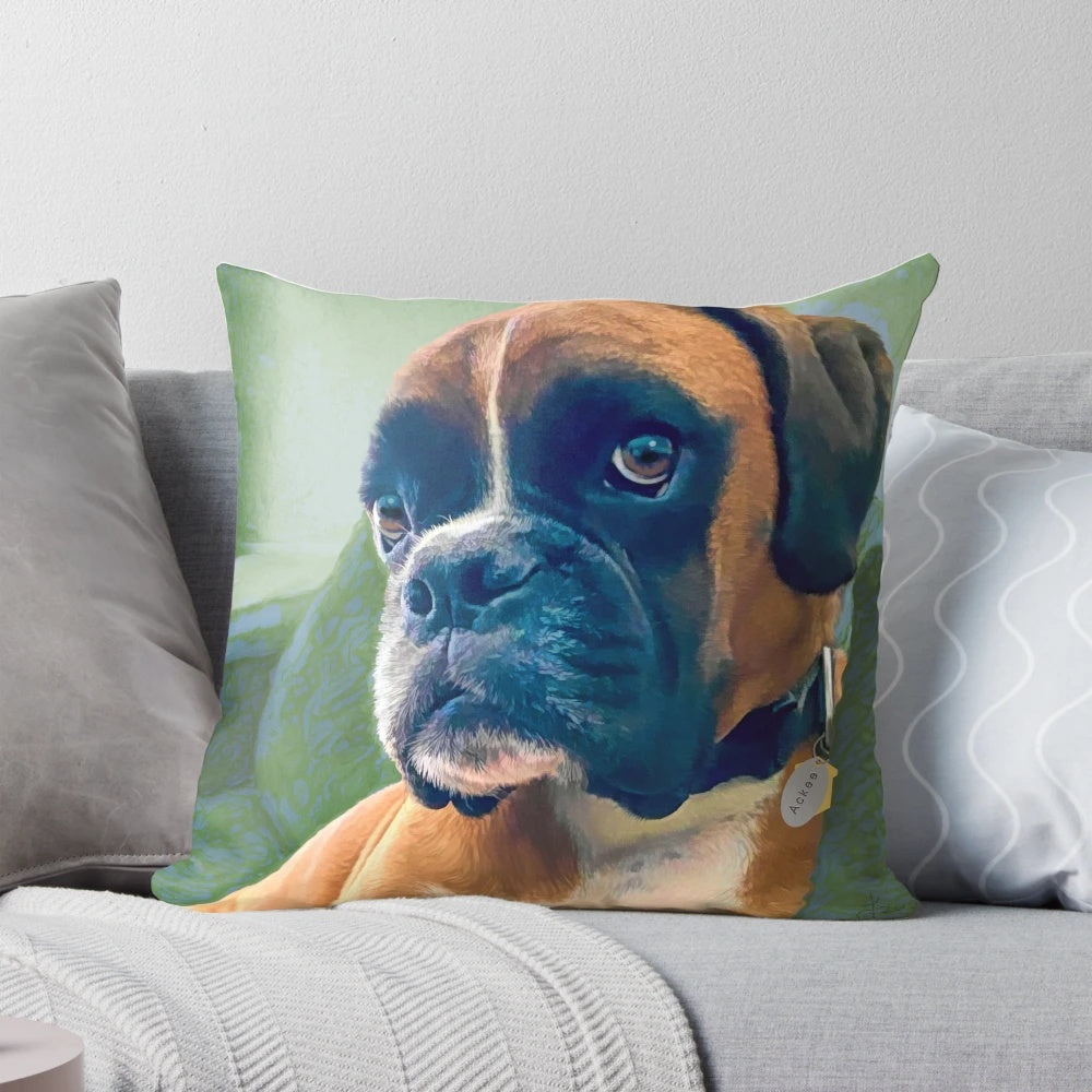 Ackee Dark Green Pillow with Boxer Inspired Design