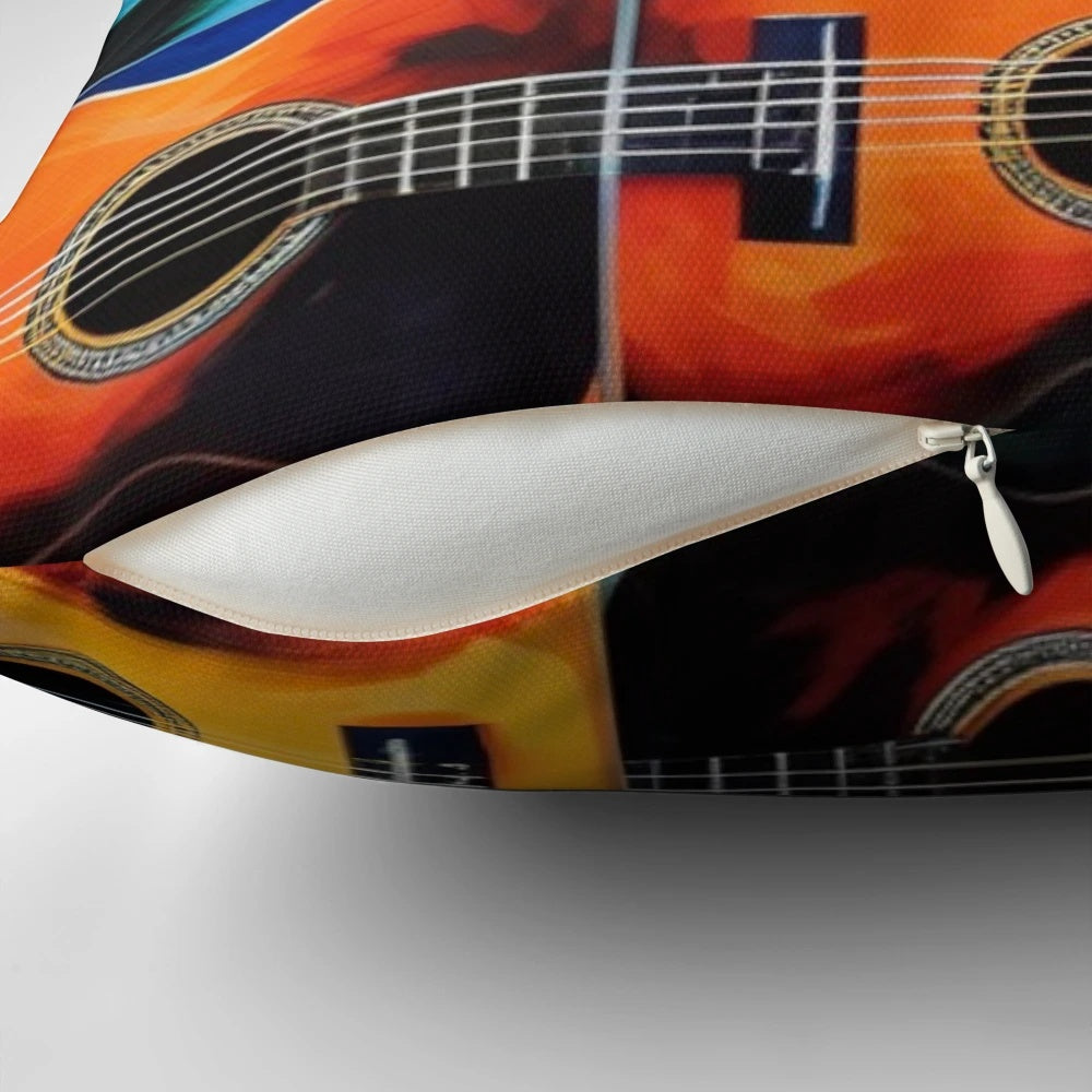 Acoustic guitar tile pillow with Andy Warhol-style guitar design
