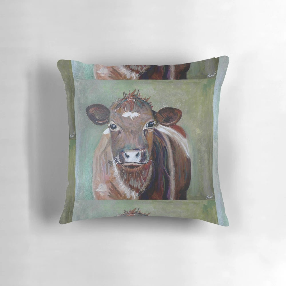 Acrylic painting of a shorthorn cow, created by Canadian artist Pascale Breton