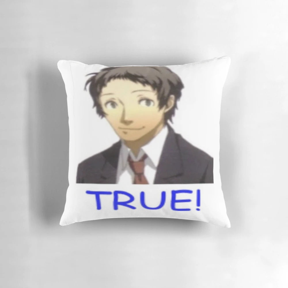 Plush pillow featuring Adachi, a character from the popular anime series Persona 4