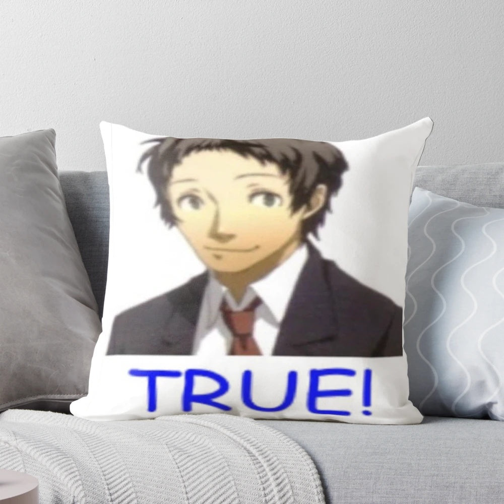 Plush pillow featuring Adachi, a character from the popular anime series Persona 4