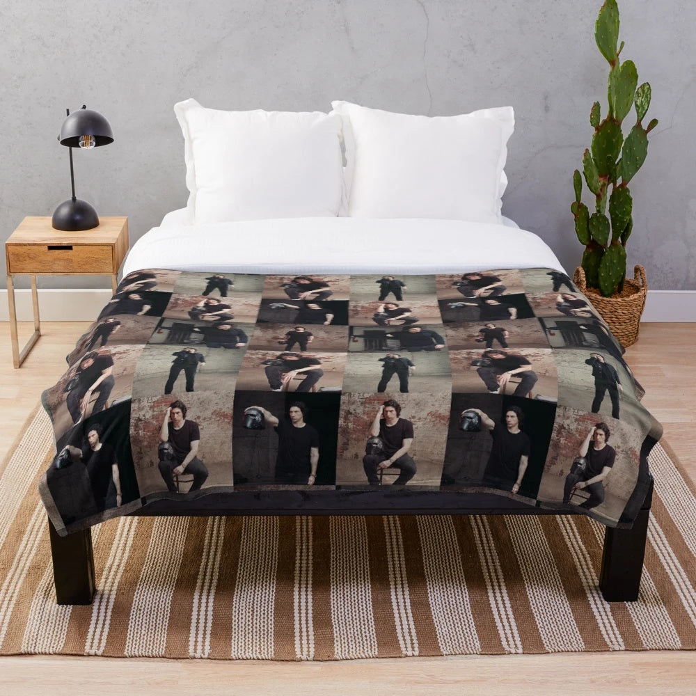 Adam Driver portrait collage plush blanket featuring Kylo Ren from Star Wars