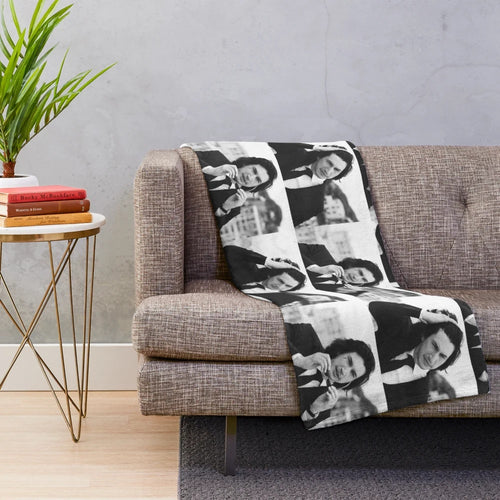 Adam Driver Inspired Plush Blanket with Black and White Design