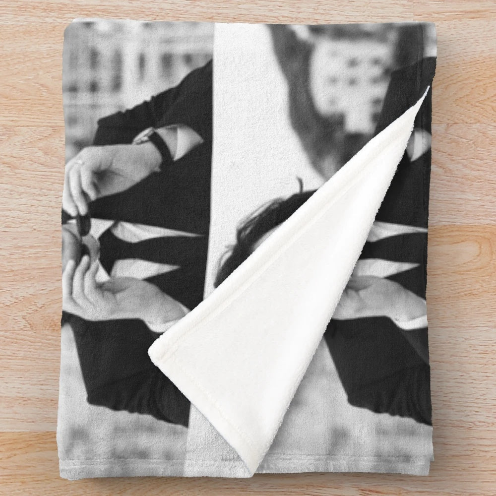Adam Driver Inspired Plush Blanket with Black and White Design